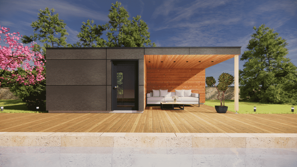 Abri de Jardin PVC - abris en résine, couleur bois, toit plat