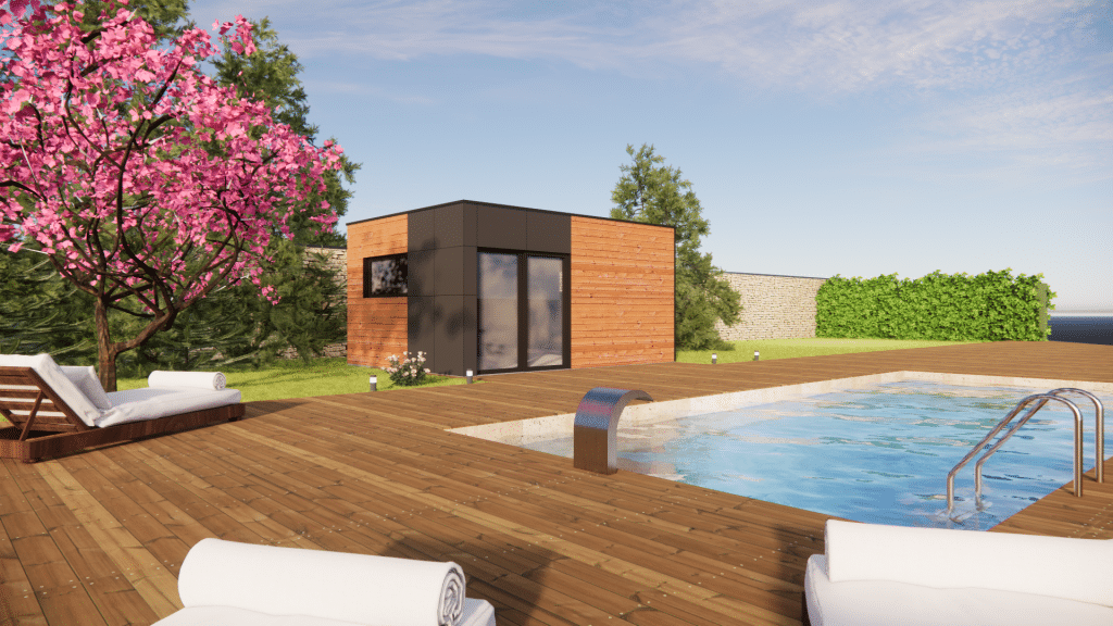 Studio de jardin en bois 3D