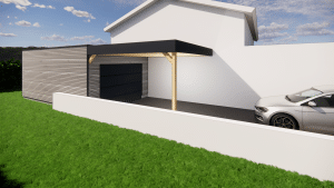 extension garage accolé maison 3D